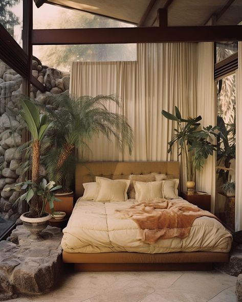 1970s Palm Springs luxury 🧡🌴 • • • • (AI images — MJ 5.2) #70sinterior #1970sinterior #70saesthetic #1970s #70svibes #70snostalgia #70sdecor #70s #vintage #interiordesign #homedecor #luxuryhomes 80s Palm Springs, 1970s Luxury, 70s Bedding Aesthetic, 70s Style Bedding, 80s Luxury Interior Bedroom, 70s Architecture Bedroom, 80s Apartment, 70s Bedroom, 70s Architecture