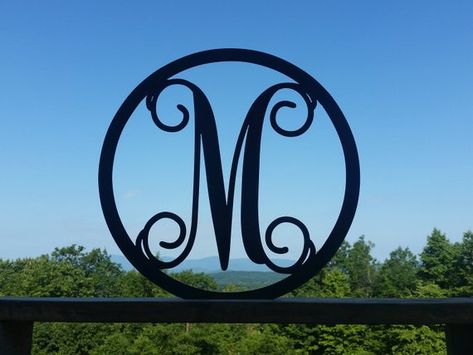 Front Door Monogram, Large Metal Letters, Door Monogram, Letter Door Hangers, Vine Font, Metal Garden Gates, Door Letters, Monogram Wall Decor, Monogram Door Hanger