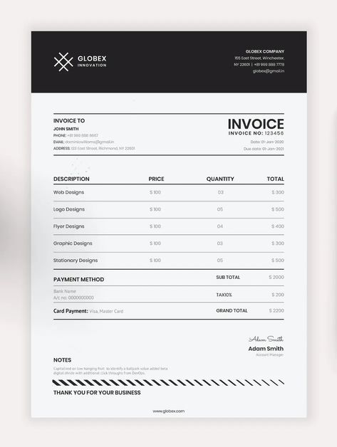 Minimal Invoice Template AI, EPS Business Document Template, Company Invoice Design, Minimal Invoice Design, Quotation Design Template, Order Form Design, Graphic Design Invoice, Quotation Design, Invoice Layout, Quotation Template