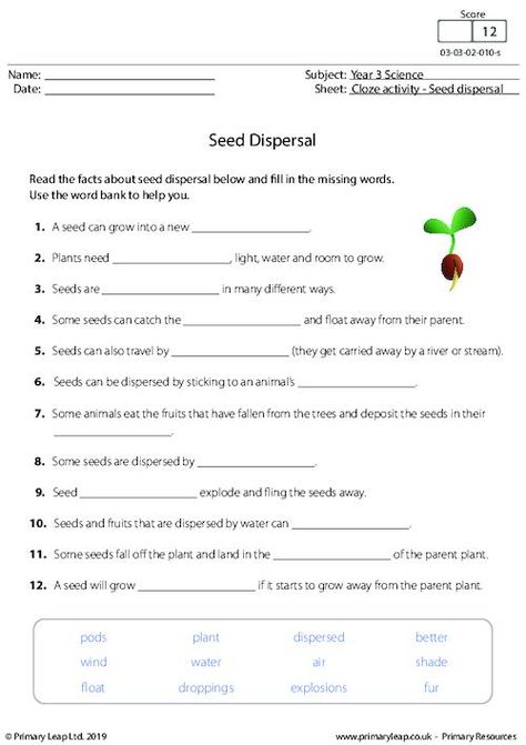 Year-3: Science: Unit-3b-helping-plants-grow-well Printable Resources & Free Worksheets for Kids | PrimaryLeap.co.uk Year 3 Science Worksheets, Year 5 Science Worksheets, Seed Dispersal Worksheet, Flower Projects For Kids, Seed Dispersal Activity, Plant Worksheet, 100 Chart Printable, Life Cycle Of Plants, School Sheets