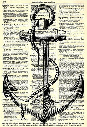 Anchor style Anchor Illustration, Nursery Bathroom, Anchor Decor, Anchors Aweigh, Dictionary Prints, Dictionary Page, Anchor Print, Vintage Dictionary, Dictionary Art