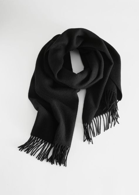 Wool Fringed Blanket Scarf - Black - Fall & Winterscarves - & Other Stories How To Have Style, Trim Scarf, Land Management, Fall Scarves, Black Scarf, Blanket Scarf, Animal Welfare, Fringe Trim, Fashion Story