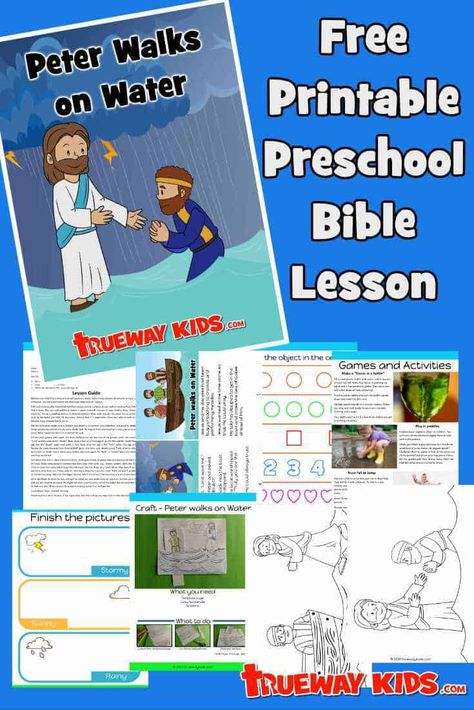 Peter walks on Water. Preschool Bible lesson. Jesus' disciples often had to choose between faith and doubt. In Matthew 14:22-36, we read the miracle of Peter walking on water until he took his eyes off Jesus. Good Samaritan Craft, Peter Walks On Water, Trueway Kids, Night Nursery, Children Ministry, Preschool Bible Lessons, 2 Kings, Christmas Lesson, Bible Story Crafts