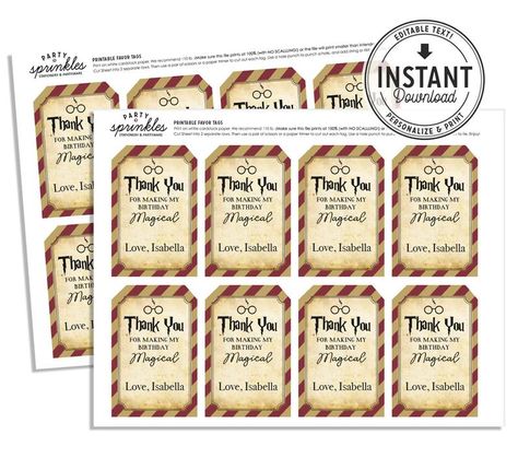 Harry Potter Goodie Bags, Harry Potter Party Favors, Harry Potter Party Decorations, Harry Potter Marathon, Harry Potter Theme Birthday, Harry Potter School, Sprinkle Party, Harry Potter Food, Printable Favor Tags