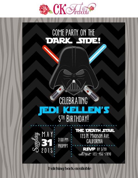 Darth Vader Birthday Party, Darth Vader Birthday, Darth Vader Party, Decoracion Star Wars, Star Wars Themed Birthday Party, Birthday Star Wars, Star Wars Invitations, Darth Vader Star Wars, Star Wars Birthday Party