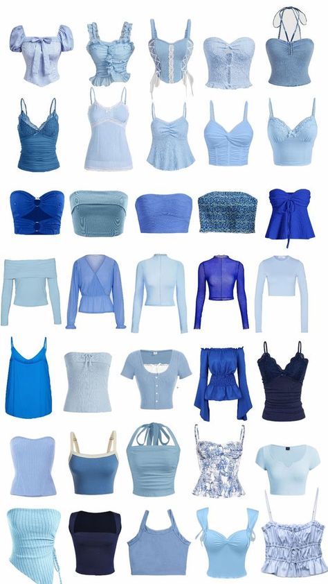 Check out jadounette_95's Shuffles Blue Core Outfits, Cute Blue Outfits, Blue Summer Outfits, Blue Summer Top, Navy Girls, Fashion Design Patterns, Designer Dresses Casual, Classy Casual Outfits, Simple Trendy Outfits