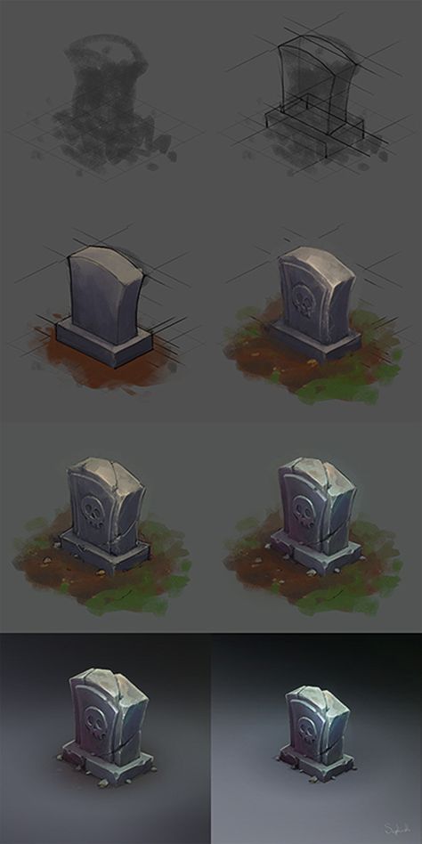 ArtStation - Isometric Graveyard Stone, Sephiroth Art Sephiroth Art, Props Concept, Concept Art Tutorial, Hand Painted Textures, Props Art, Isometric Art, Game Concept Art, Digital Painting Tutorials, 2d Art