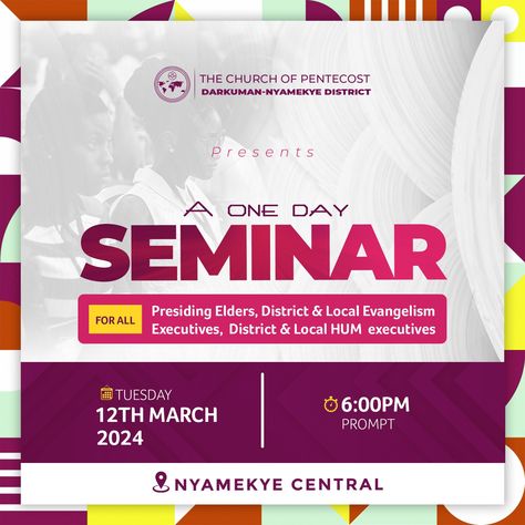 A day Seminar - Church program flyer. Designed by @kellandmedia #Kellandmedia #kellandgrafix #seminar #creativityispriceless #flyers #graphicdesign #businesscards #design #graphicdesigncontestgh #graphicdesigner #logo #flyer #printing #logos #banners #branding #banner #marketing #posters #graphics #art #stickers #poster #designer #flyerdesigner #print #photoshop #brochures #flyersdesign #flyerdesigns Flyer Design Layout Creative, Program Poster Design, Seminar Flyer Design, Seminar Poster Design, Church Program Flyer, Seminar Flyer, Church Media Design, Birthday Designs, Flyer Design Layout