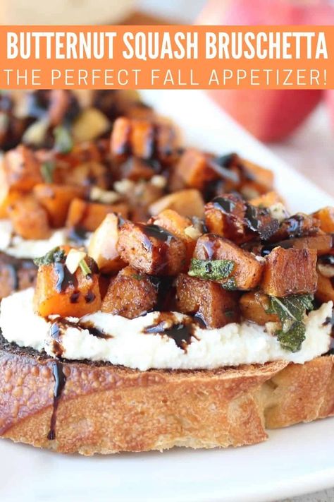 Apple Bruschetta, Apple Appetizers, Squash Appetizers, Easy Fall Appetizers, Fall Party Appetizers, Fall Appetizers Easy, Butternut Squash Apple, Thanksgiving Appetizer Recipes, Fall Appetizers