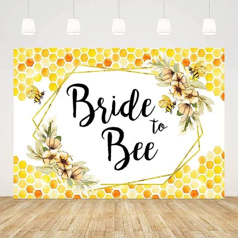 Amazon.com : ABLIN 7x5ft Bride to Bee Bridal Shower Backdrop Gold Bee Honeycomb Photography Background Bee Theme Bridal Shower Decorations Wedding Bride to Be Engagement Banner Props (CQ270) : Electronics Bee Themed Bridal Shower Ideas, Bee Bridal Shower Theme, Bride To Bee Bridal Shower Ideas, Honeycomb Photography, Bridal Shower Honey, Bride To Bee, Bride To Be Banner, Engagement Banner, Simple Decorations