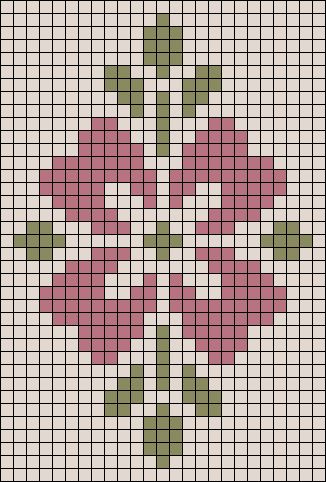 Crochet Rose Tapestry, Crochet Flower Pixel, Small Rose Pixel Art, Crochet Graph Patterns Flowers, Flower Crochet Grid Pattern, Crocheted Tapestry Patterns, Tulip Grid Pattern, Floral Tapestry Pattern, Floral Grid Pattern