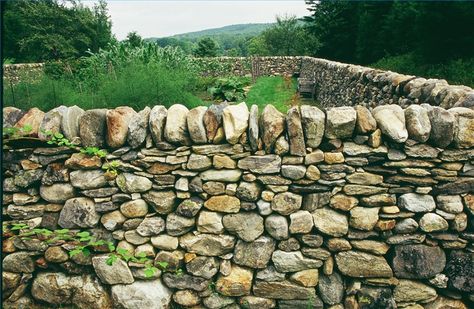 How to Build a Dry Stone Wall Stone Walls Garden, Dry Stack Stone, Stacked Stone Walls, Stone Fence, Stone Retaining Wall, Dry Stone Wall, Walled Garden, Dry Stone, Rock Wall