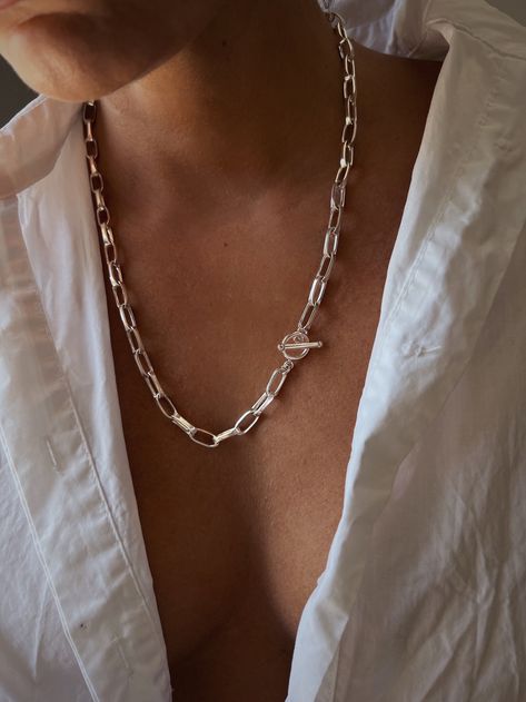 Silver Chain Necklacesilver Chain Necklacesilver Link - Etsy Australia Silver Chain Women, Silver Chain Design, Necklace Grunge, Chain Silver Necklace, Grunge Necklace, Chunky Silver Necklace, Silver Link Necklace, Simple Choker, Chain Necklace Silver