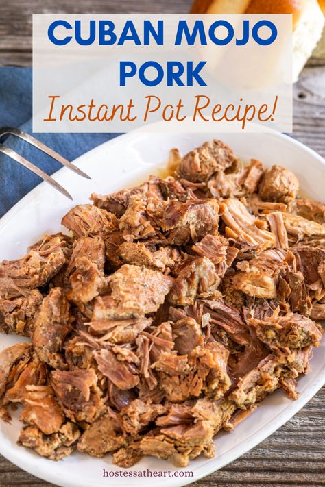 Instapot Mojo Pork, Instant Pot Mojo Pork, Pork Chunks Recipes Easy Instant Pot, Mojo Pork Instant Pot, Pork Roast Instant Pot Recipes, Instant Pot Pork Roast Recipes, Cuban Roasted Pork, Mojo Pork Tenderloin, Paninis Recipes