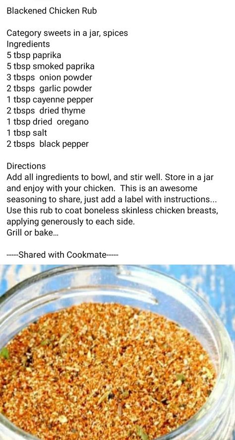 Chicken Spice Blend, Chicken Rubs, Chicken Meal Ideas, Chicken Seasoning Recipes, Blackened Chicken Recipe, Grilled Chicken Breast Recipes, Kfc Chicken Recipe, Grilled Chicken Strips, Homemade Breakfast Sausage