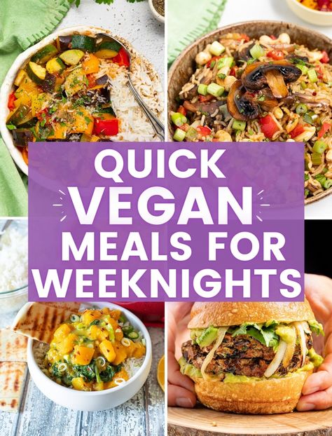 Vegan Meals For One Person, Vegan Large Group Meals, Weeknight Vegan Dinners, Quick Healthy Vegan Meals, Vegan Weeknight Dinners, Quick Vegan Meals Dinner, Vegan Make Ahead Meals, Vegan Quick Meals, Vegan Weeknight Meals