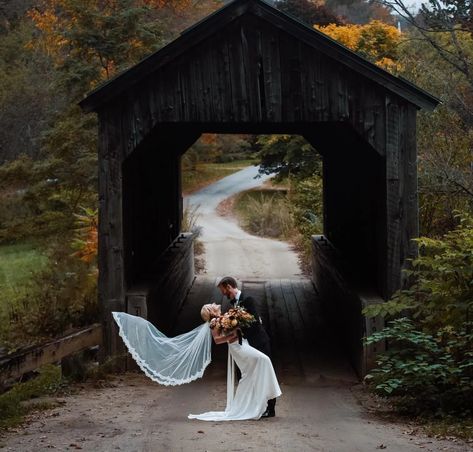 Southern Vermont Wedding Venue | Charming Hotel in Grafton Covered Bridge Wedding, Bridge Wedding Photos, Vermont Wedding Venues, Southern Vermont, Bridge Wedding, Easy Wedding Planning, Swimming Pond, Vermont Wedding, Indoor Reception