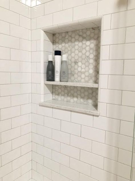 Master Bathroom Renovation Story & Reveal Shower Niche Placement, Apartment Beach, Onyx Shower, Tile Shower Niche, Diy Custom Closet, Tile Showers, 8 House, Wet Room Bathroom, Bathroom Niche