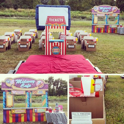 1950's Drive-in Birthday Party Ideas | Photo 1 of 6 | Catch My Party Outdoor Movie Party, Backyard Movie Party, Lila Party, Movie Night For Kids, Cars Birthday Party Decorations, Movie Night Birthday Party, Movie Birthday Party, Sleepover Birthday Parties, Backyard Movie Nights