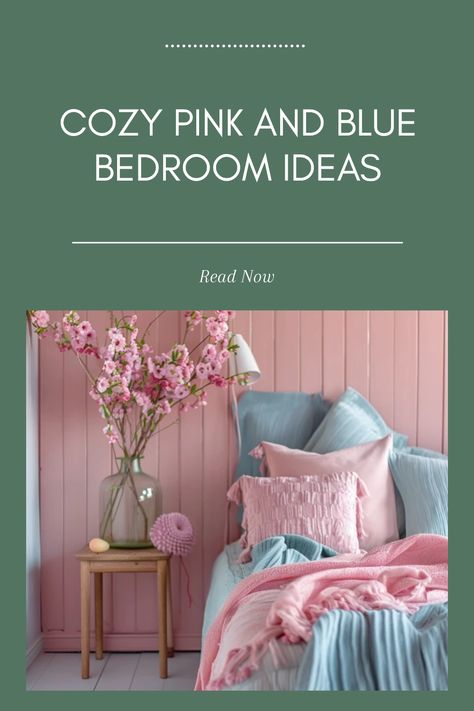 Thinking about redesigning your bedroom? Check out these cozy pink and blue bedroom ideas! They blend serenity and style to give a refreshing look to any space. Ideal for a soft, gender-neutral retreat, these designs pull in warm pinks paired with calming blues. From chic bedding and curtains to wall art and decor, every corner can speak to your taste. Explore how these color combinations offer versatility and balance in decorating while promoting relaxation and a soothing ambiance. Perfect for all ages, these design tips inspire a special touch Pink And Blue Master Bedrooms Decor, Pink And Blue Bedroom Aesthetic, Blue And Pink Bedroom For Adults, Pink And Blue Bedroom Ideas, Pink And Blue Bedroom, Blue And Pink Bedroom, Blue Bedroom Furniture, Pink Bedroom Walls, Blue Bedroom Ideas