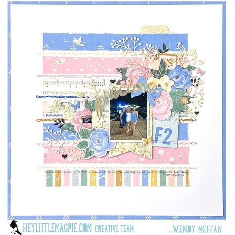 Precious Memories - Maggie Holmes - Parasol - Wendy Meffan - Hey Little Magpie Maggie Holmes Woodland Grove Layouts, Maggie Holmes Parasol Layouts, Maggie Holmes Parasol, Maggie Holmes Layouts, Maggie Holmes Scrapbook Layouts, Friend Scrapbook, Maggie Holmes, Puffy Stickers, Life Ideas