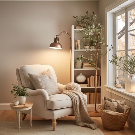 Formal Living Room Reading Room, Reading Nook Plants Cozy Corner, Reading Nook Minimalist, Small Side Chairs Living Room, Reading Corner House, Reading Place Ideas, Extra Living Space Ideas, Reading Book In Living Room, Cost Reading Corner