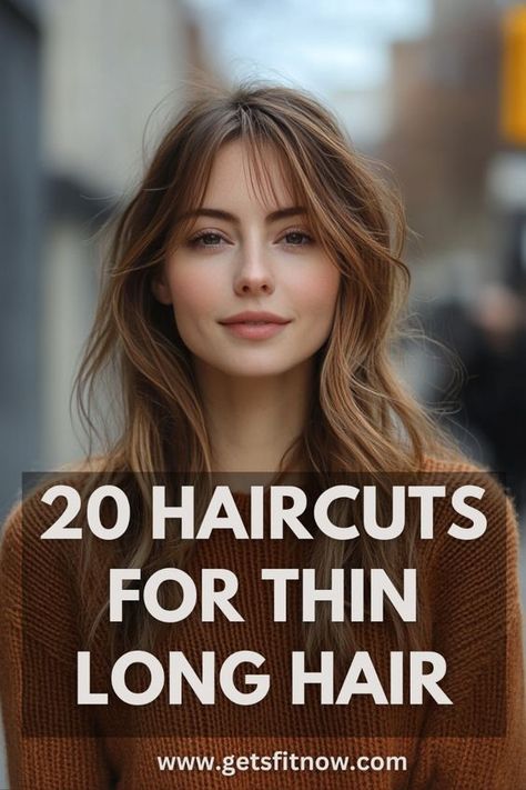 Fine hair doesn’t have to be flat! Check out these 20 stunning haircuts for long thin hair that will give your locks texture, volume, and style. Whether you love soft waves or sharp layers, #11 is a must-see for an extra boost of wow-factor! Haircut Volume Layers, Women’s Haircuts For Thinning Hair, Fine Hair With Long Bangs, Medium Long Haircut Wavy Hair, Medium Length For Thinning Hair, Haircut Ideas For Fine Straight Hair, Womens Haircuts Long Straight Fine Hair, Long Hair With Layers Fine Hair, Layered Styles For Fine Hair