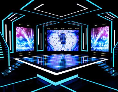 Check out new work on my @Behance portfolio: "Music TV Show" http://be.net/gallery/64101495/Music-TV-Show Cool Stage Design, 3d Stage Design, Stage Lighting Design, Tipografi 3d, Stage Ideas, Concert Stage Design, Tv Set Design, Nightclub Design, Virtual Studio