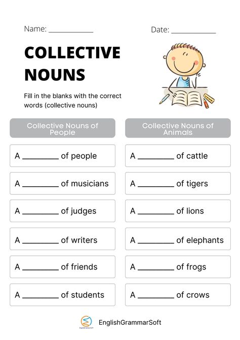 Free Printable Collective Nouns Worksheet Kinds Of Nouns Worksheet, Proper Noun Worksheets 2nd Grade, Collective Nouns Worksheet For Grade 3, Collective Nouns List, Common Noun And Proper Noun Worksheets Grade 1, Collective Nouns Activities, Collective Nouns Worksheet, Proper Nouns Worksheet, Compound Words Worksheets