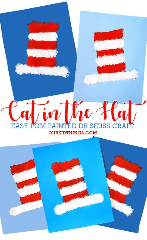 Dr Seuss Crafts Kindergarten, Dr Seuss Hats, Cat In The Hat Craft, Dr Seuss Craft, Dr. Seuss Crafts, Dr Seuss Preschool Activities, Dr Seuss Coloring Pages, Dr Seuss Art, Dr Seuss Preschool