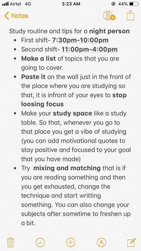 Tips and schedule to follow to get effective and productive results after you study for a night owl (night person) but morning pol can also get some motivation from this, just change the time shifts to your preferances but make sure you get good 8 hours of studying.👍🏻 How To Good At Study, Best Time To Study In The Morning, Study Schedule After College, Night Schedule Study, Study Tips For Night Owls, Study Break Ratios, Good Study Schedule, All Nighter Study Routine, How To Study In One Night