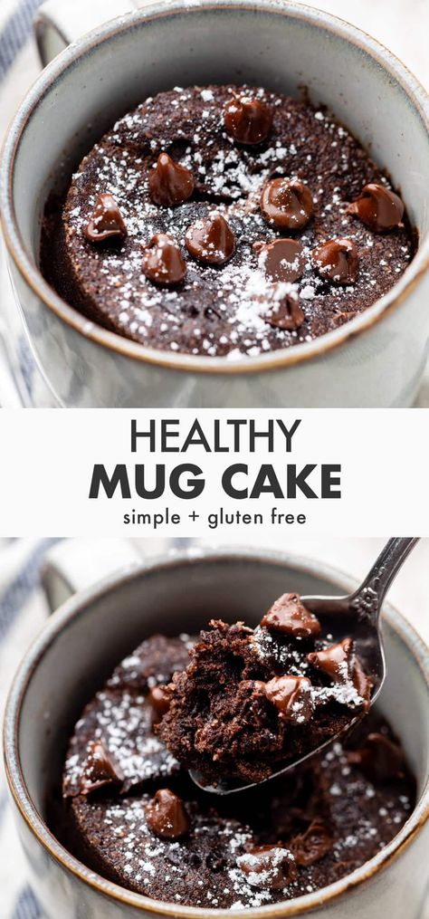 Healthy Mug Cake - Coconuts & Kettlebells Healthy Dessert Mug Recipes, Flourless Healthy Desserts, Individual Healthy Desserts, Coconuts And Kettlebells, Healthy Mug Snacks, Healthy Mug Cake Almond Flour, Paleo Chocolate Mug Cake, Healthy Desserts With Cocoa Powder, Easy Healthy Chocolate Desserts