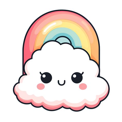 Cute Clouds Drawing, Cloud Cartoon Cute, Kawaii Stickers Png, Kawaii Clouds, Kawaii Inspiration, Rain Drawing, Cloud Cartoon, Cloud Clipart, Cloud Sticker