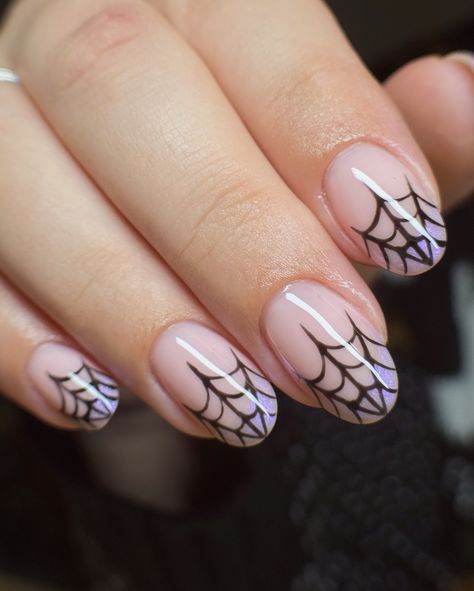 happy halloween!! i thought i’d post my last set of halloween nails on the day itself, ☺️👻 these are some cool spiderweb french tips 🕸️🕷️ gel fill on natural nails w/ hand painted nail art <3 @stellar_gel - stellar bond - hard structure gel natural - serenity - stellar black - stellar shine top @dndgel - dnd 871 how do u neutral? @the_gelbottle_inc - 2 in 1 base #spiderwebnails #spidernails #spidernail #spiderweb #spidernailsart #halloween #halloweennails #halloweennailart #happyhall... French Tips Gel, Hand Painted Nail Art, Lace Nail Art, Gel Natural, Lace Nails, Painted Nail Art, French Tips, Halloween Nail Art, Minimalist Nails