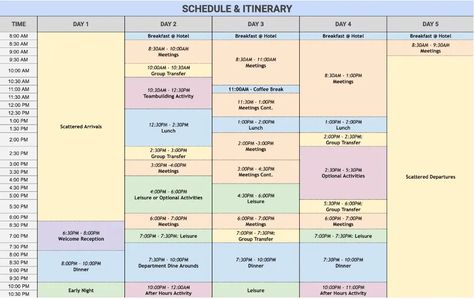 5 Ready & Easy-to-Use Corporate Retreat Schedule Template Examples Corporate Retreat Ideas, Retreat Schedule, Business Vision Board, Retreat Ideas, Hotel Breakfast, Team Building Exercises, Corporate Retreat, Team Building Activities, Schedule Template