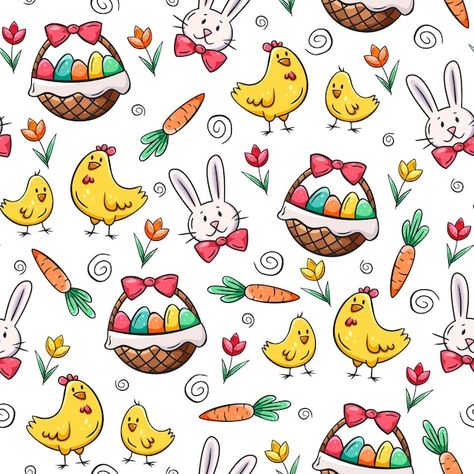 Easter Chicken Drawing, Chicken Easter, Chicken Drawing, Easter Pattern, Drawn Icons, Easter Chicken, Hand Drawn Icons, Easter Chick, Doodle Style