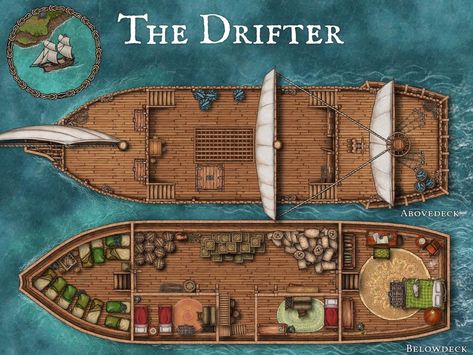 Ship Interior, Dnd Table, Dnd Stats, Ship Map, Dnd World Map, Sea Battle, Battle Map, Fantasy World Map, Dnd Funny