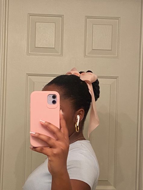 Hairstyles For All Hair Types, Go Viral On Tiktok, Aesthetic Hairstyles, Viral On Tiktok, Pelo Afro, Bow Hairstyle, Ribbon Hairstyle, Natural Curls Hairstyles, Natural Hair Styles Easy