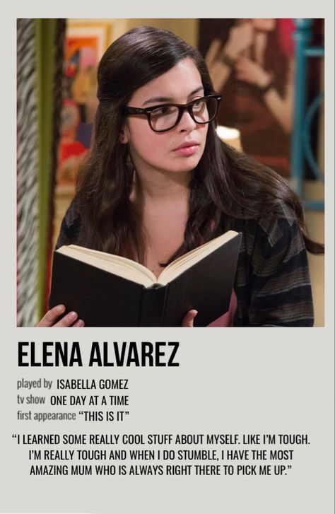 minimal polaroid character poster for elena alvarez from one day at a time Game Polaroid Poster, Pretty Woman Polaroid Poster, 8 Mile Polaroid Poster, Addicted Series Polaroid Poster, Character Polaroid Poster, One Day At A Time Elena, Elena Alvarez, Character Posters, Character Poster