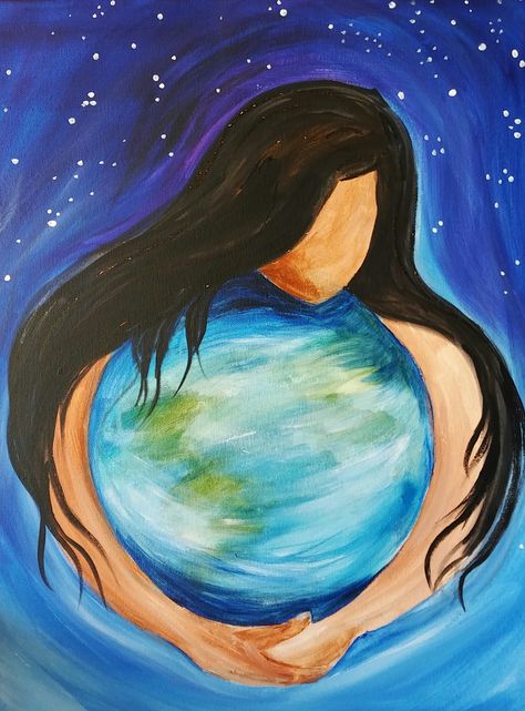 Spiritual Paintings Canvases, Easy Diy Canvas Painting, Diy Canvas Painting Ideas, Easy Canvas Painting Ideas, Diy Canvas Painting, Mother Earth Art, Earth Drawings, Spiritual Paintings, Canvas Painting Ideas