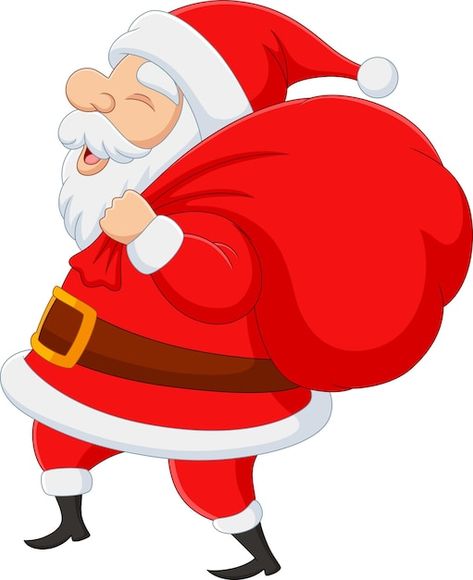 December Illustration, Christmas Scene Drawing, Santa Claus Drawing, Outline Pictures, Santa Claus Clipart, Outside Christmas Decorations, Bag Illustration, Santa Bags, Scene Drawing