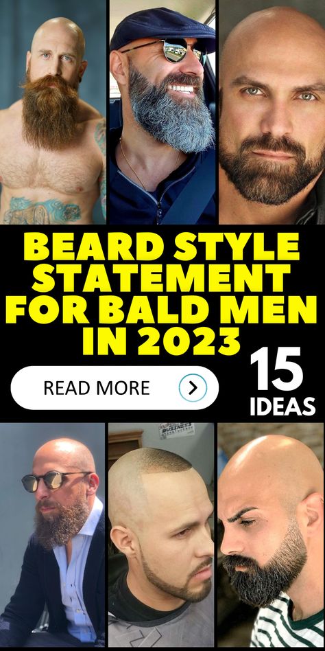 Men Beard Style Ideas Short, Shaved Head Bearded Men, Beard With Shaved Head, Bald Head Bearded Men, Grey Beard Styles For Bald Men, Bald Aesthetic Man, Bald Men Facial Hair Styles, Beard And Bald Head, Bald With A Beard