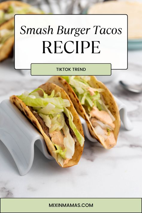 As soon as I saw these being shared on TikTok, I knew that I had to come up with my own Smash Burger Tacos recipe. It's the perfect fusion of two favorite foods and is always a big hit every time we serve them!Not only is this a delicious main dish, but it is quick and easy to make. With 40 minutes or less of prep and cooking time, we can even serve these on a busy weeknight. Burger Taco Recipe, Blackstone Smash Burger, Smash Burger Tacos, Burger Tacos, Blackstone Recipes, Flat Top Grill, Taco Recipe, Fry Sauce, How To Cook Beef