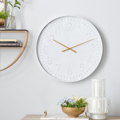 Matte Gray Metal Wall Clock | World Market Contemporary Style Bedroom, Colored Kitchen, Wall Clock Numbers, Wall Clock Hanging, Contemporary Style Interior, Minimalist Wall Clock, White Wall Clocks, Minimalist Wall Clocks, Arabic Numbers