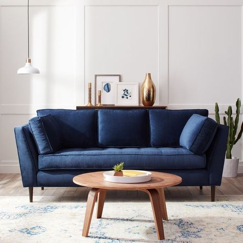 Navy Sofa Living Room, Dark Blue Sofa, Blue Sofa Living, Blue Couch Living, Blue Sofas Living Room, Blue Couch Living Room, Navy Blue Sofa, Sofa Santai, Navy Sofa