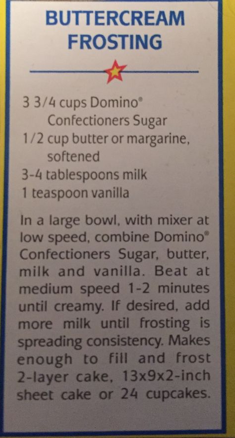 Domino sugar buttercream frosting Domino Sugar Buttercream Frosting, Diy Buttercream Frosting Easy, Confectionary Sugar Frosting, Powder Sugar Frosting, Buttercream Frosting Recipe Easy, Homemade Buttercream Icing, Powdered Sugar Frosting, Vanilla Frosting Recipes, Buttercream Icing Recipe