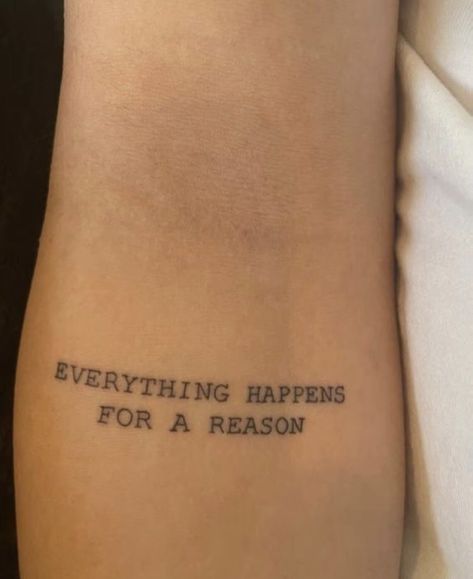 Self Appreciation Tattoo, Everything Happens For A Reason Tattoo Ideas, Everything Happens For A Reason Tattoo, Unique Quote Tattoos, Patchwork Tattoos, Small Girly Tattoos, Adult Stickers, Hand And Finger Tattoos, Special Tattoos