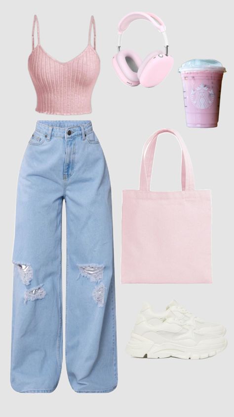 Pink Preppy, Casual Outfits For Teens, Casual Preppy Outfits, Outfit Inspo Casual, Trendy Outfits For Teens, Everyday Fashion Outfits, Casual Day Outfits, Quick Outfits, Cute Preppy Outfits