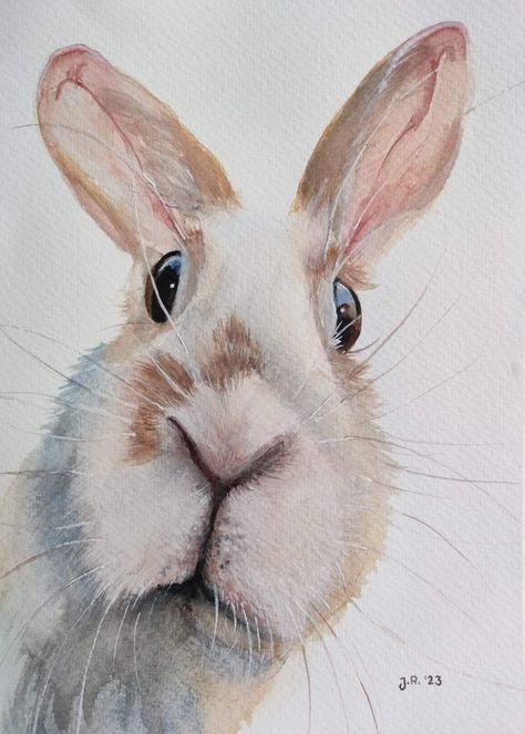 Paintings Of Rabbits, Cartoon Rabbit Drawing, Rabbit Painting Acrylic, Bunny Art Painting, Bunny Watercolor Painting, Watercolor Rabbits, Painted Rabbits, Watercolor Bunnies, Rabbit Watercolor