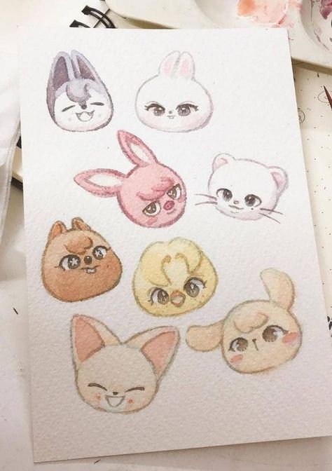 Drawing Ideas Aesthetic Animals, Drawing Ideas In Sketchbook, Art Painting Easy Ideas, Cute Easy Drawings Cartoons, Mini Pencil Drawings, Sketchbook Art Easy, Art Sketch Book Inspiration, Skzoo Drawing Pencil, Seungmin Drawing Easy